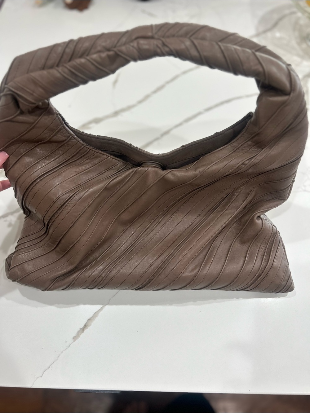 Walter Baker Dakota Bag. Diagonal-Stitched Chocolate Brown Hobo Bag
